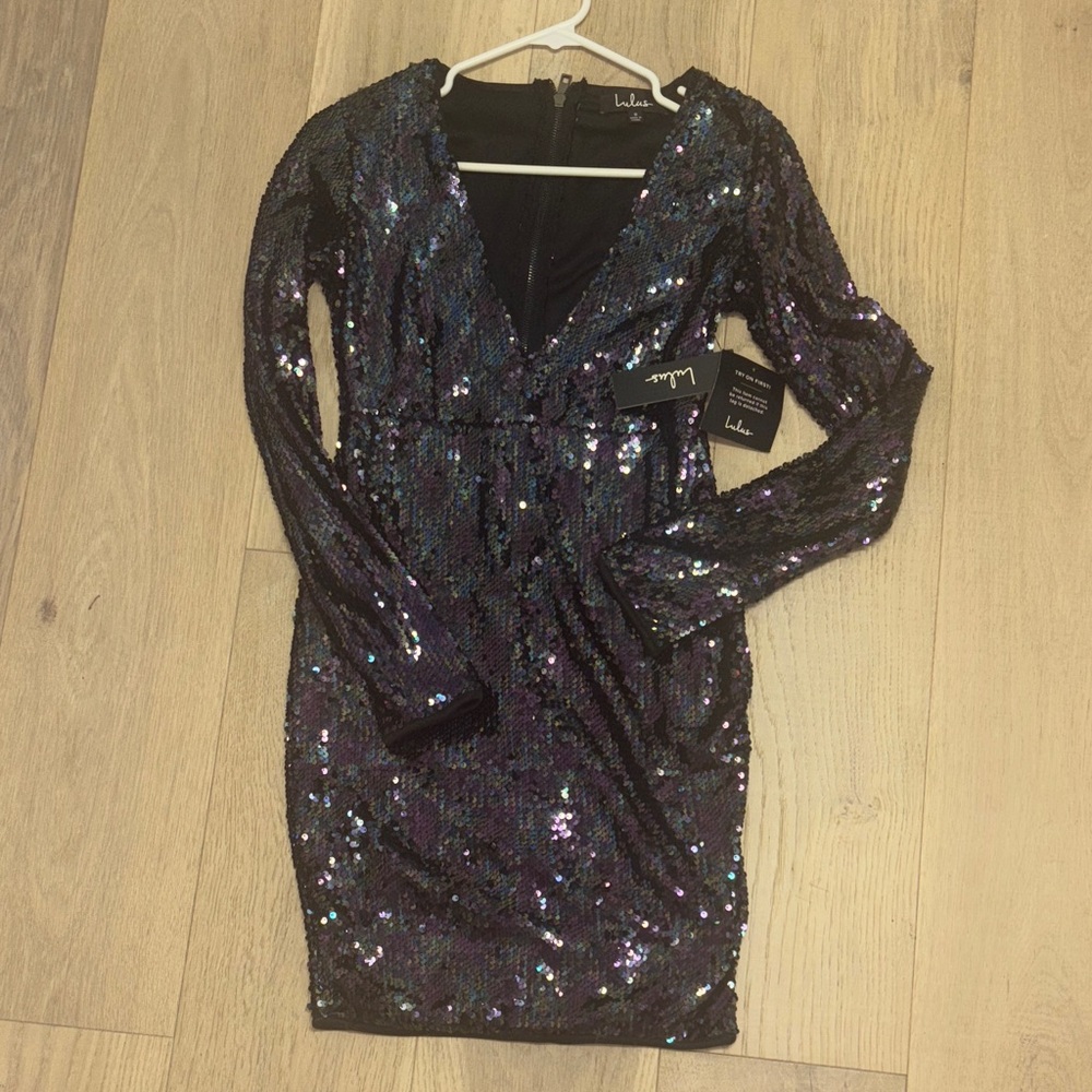 Lulu's Iridescent Sequin Long Sleeve Dress | Small